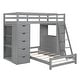 preview thumbnail 5 of 7, Grey Twin over Twin Solid Pine Bunk Bed with Built-in Drawers, Shelves, Desk with LED Light & USB Ports
