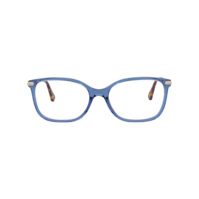 Chloé Square-Frame Bio Acetate Optical Frames, Transparent Lens, Shiny Transparent Blue Frame