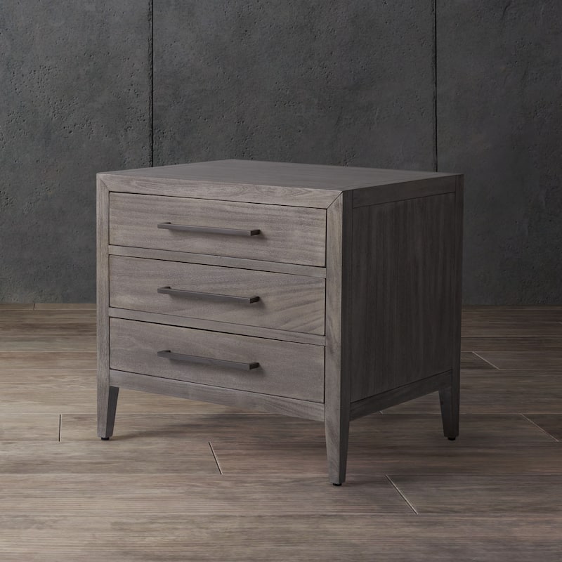 SAFAVIEH Couture Sija 3-Drawer Wood Nightstand - Light Grey