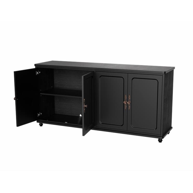 Mid Century Modern 60" Sideboard Cabinet with Adjustable Shelves and 4 Doors