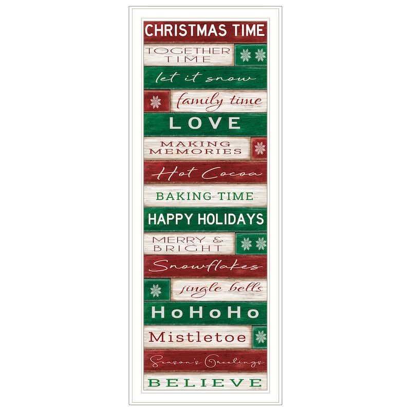 HomeRoots Christmas Time White Framed Wall Art
