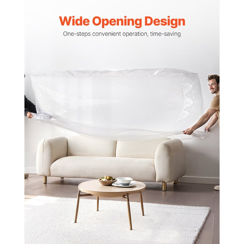 Large Plastic Couch Protector 4 Mil LDPE Furniture Cover for Storage Moving or Renovation - Transparent - 92 x 62 x 42 inch