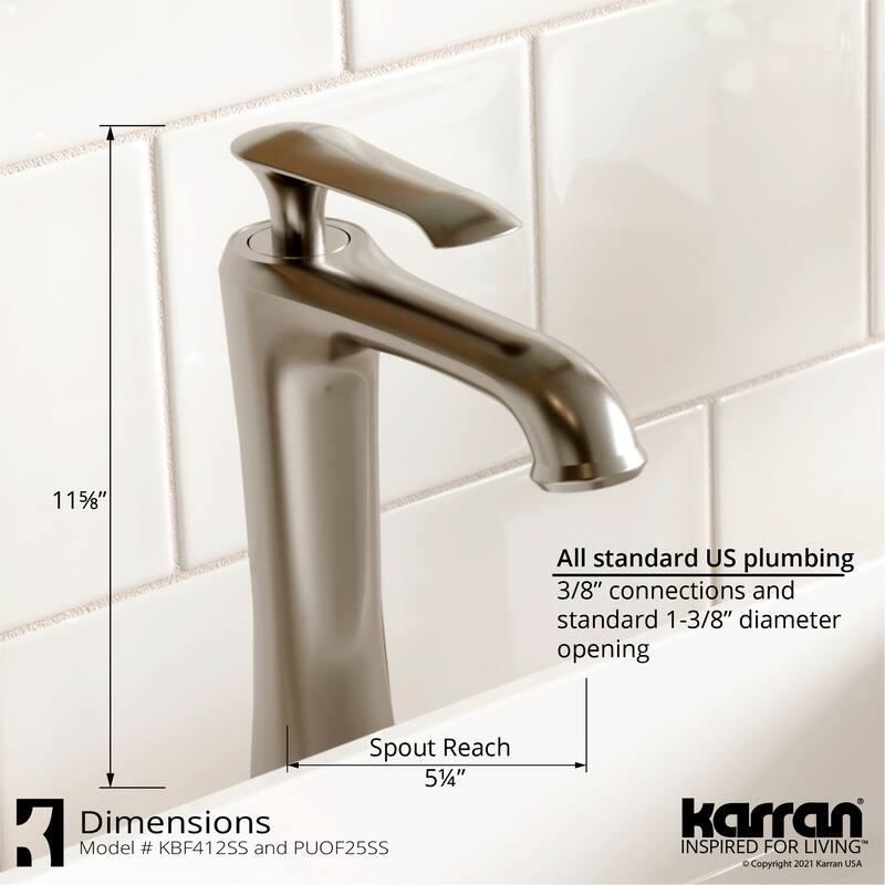 Karran Quattro Matte White Acrylic 19 in. Round Bathroom Vessel Sink with Faucet and drain in Stainless Steel