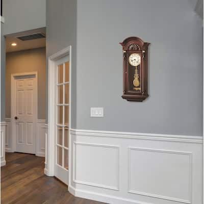 Howard Miller Jennison Grandfather Clock Style Chiming Wall Clock with Pendulum, Vintage, Old World, Classic Design