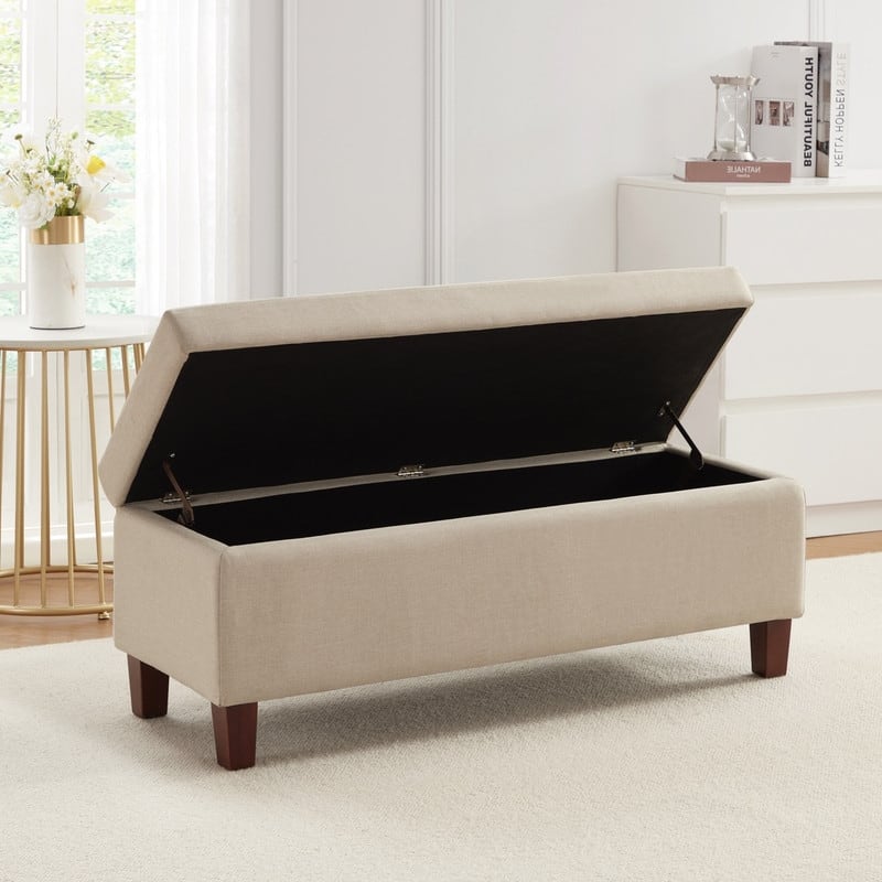 Hamilton Upholstered Rectangle Storage Ottoman with Hinge Lid - 40" x 15" x 16"