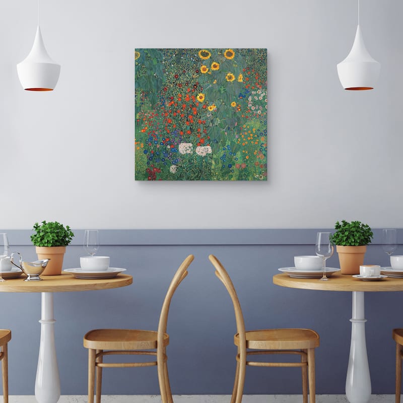 Garden with Sunflowers by Gustav Klimt Canvas Art Print