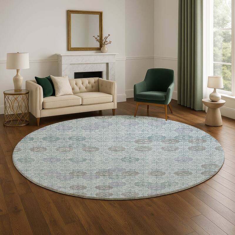 Premium Washable Super Soft Geo Mosaic Mayfield Rug - Teal - 8' x 8'