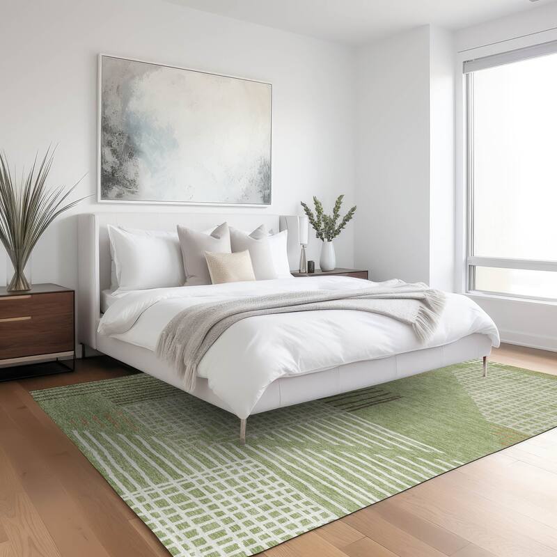 Machine Washable Indoor/ Outdoor Casual Contemporary Chantille Rug
