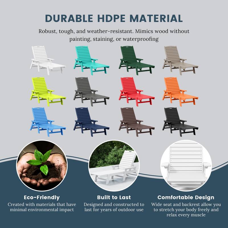 Laguna Hdpe All Weather Outdoor Patio Pool Reclining Chaise Lounge