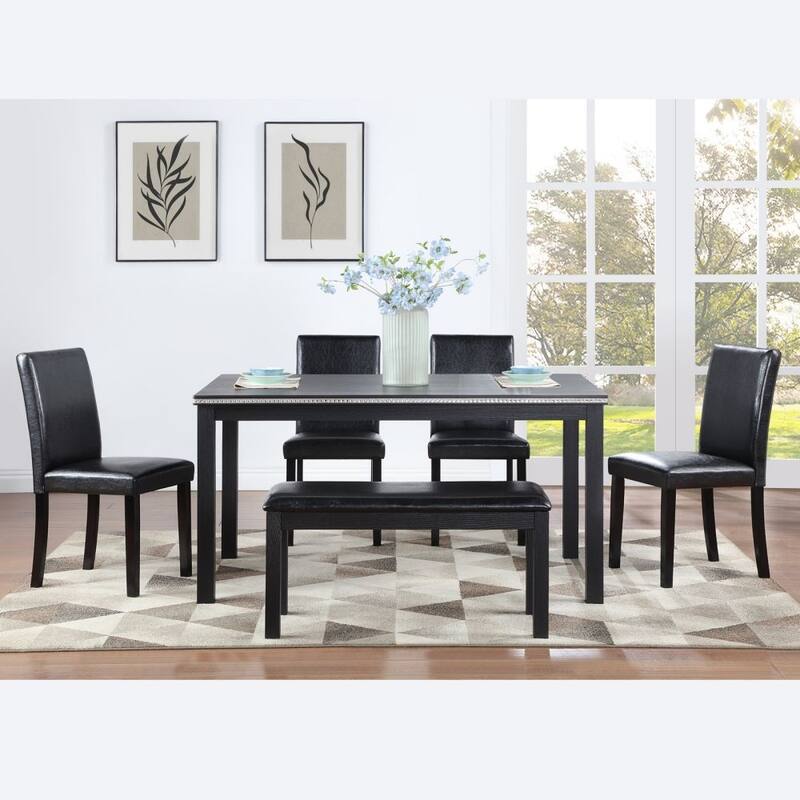 6-Piece Solid Wood Dining Table Set