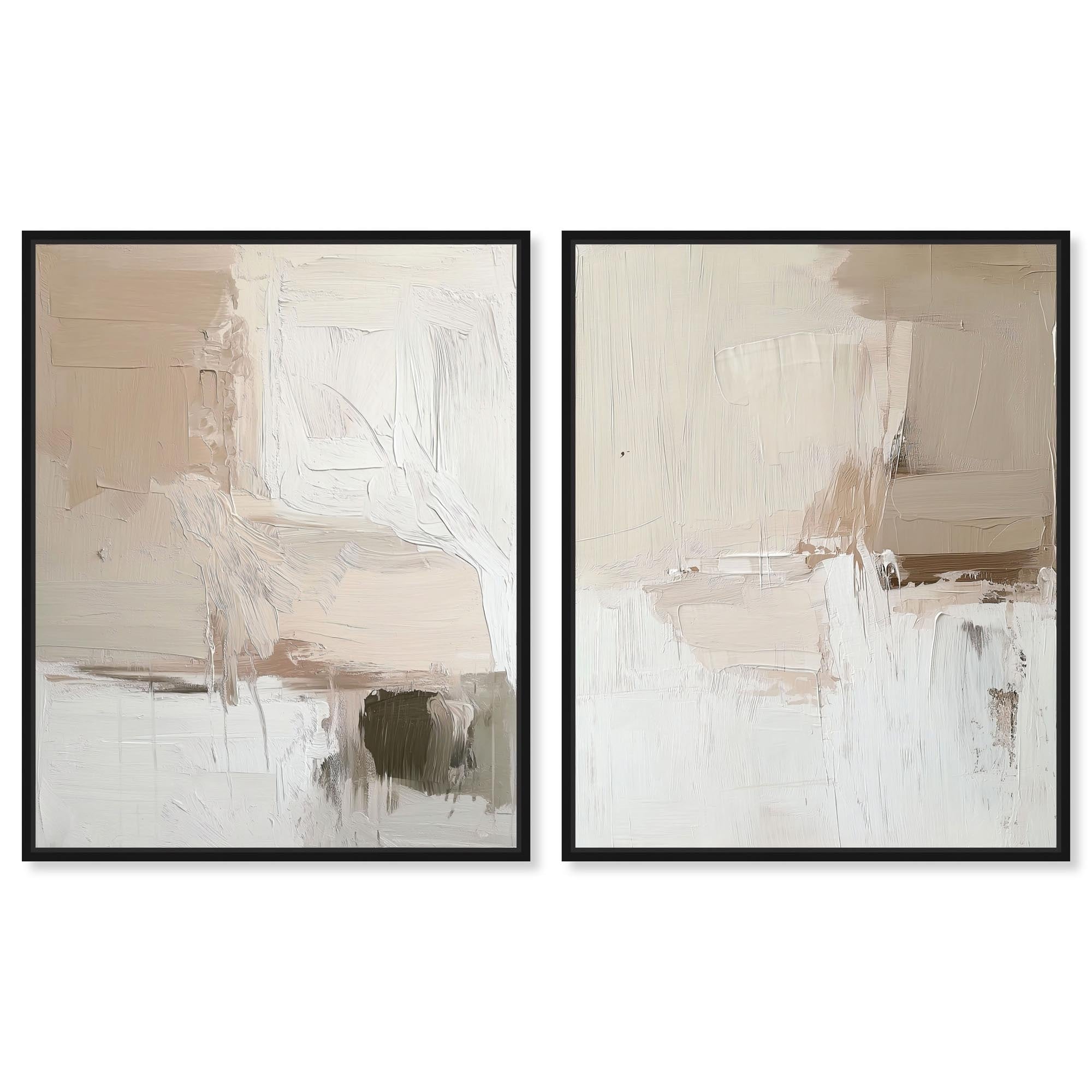 Neutral Harmony Minimalist Boho Art Set of 2 Canvas Print by Art Remedy
