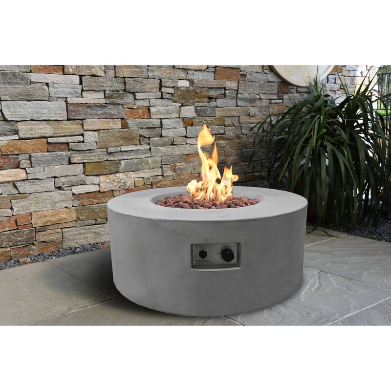 Modeno Tramore 50,000 BTU Light Grey Concrete Propane Fire Table with Lava Rocks & Cover - 34.3 X 34.3 X 14.6