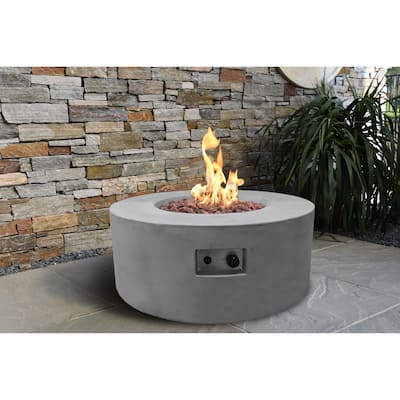Modeno Tramore 50,000 BTU Light Grey Concrete Propane Fire Table with Lava Rocks & Cover - 34.3 X 34.3 X 14.6