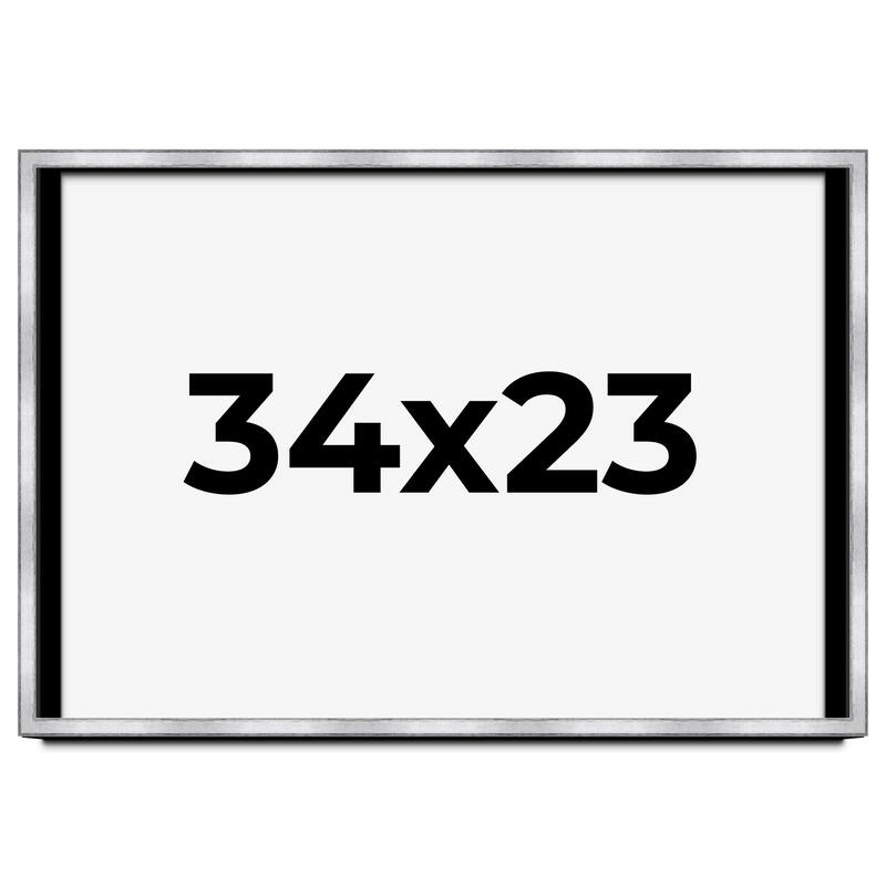 34x23 Shadow Box Frame Silver | 1.375 Inches Deep Real Wood