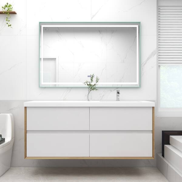 slide 2 of 41, Selina 60" Wall Mounted Vanity with Single Sink on the Right