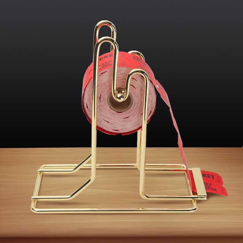 GSE™ 2-Pack Brass Raffle Ticket Dispenser for Single/Double Roll Raffle Tickets Lotteries - Yellow