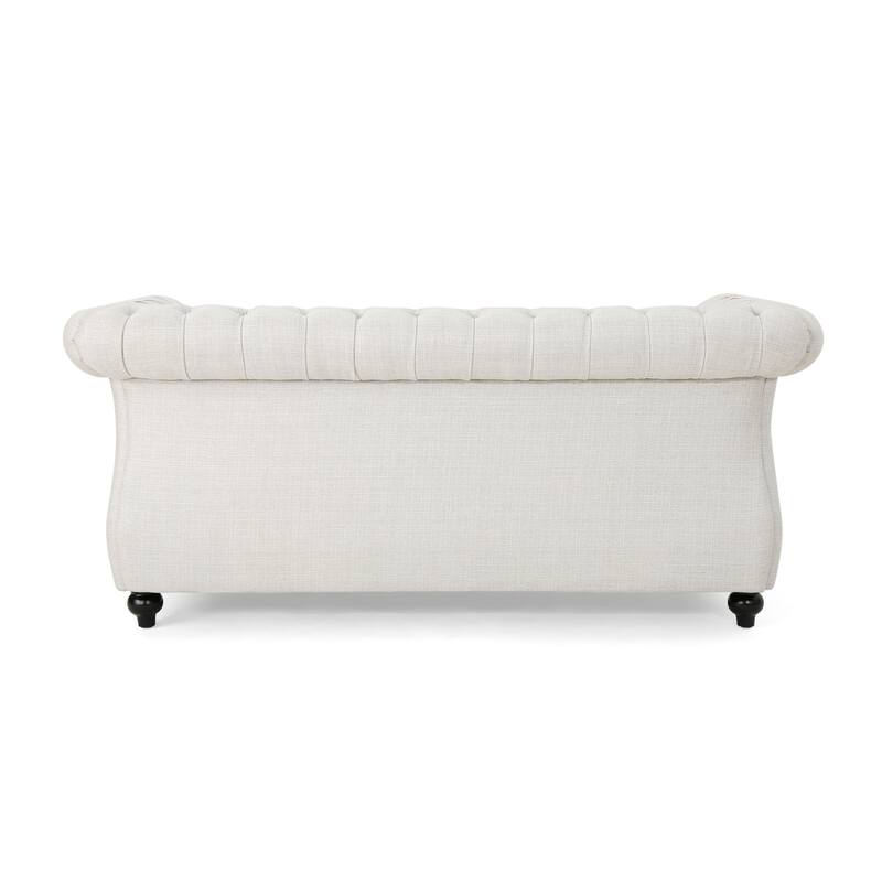 Beige Chesterfield Loveseat Button Tufted Sofa with Nailheads
