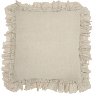 Dainty Ruffle Edged Beige Throw Pillow - Bed Bath & Beyond - 39588664