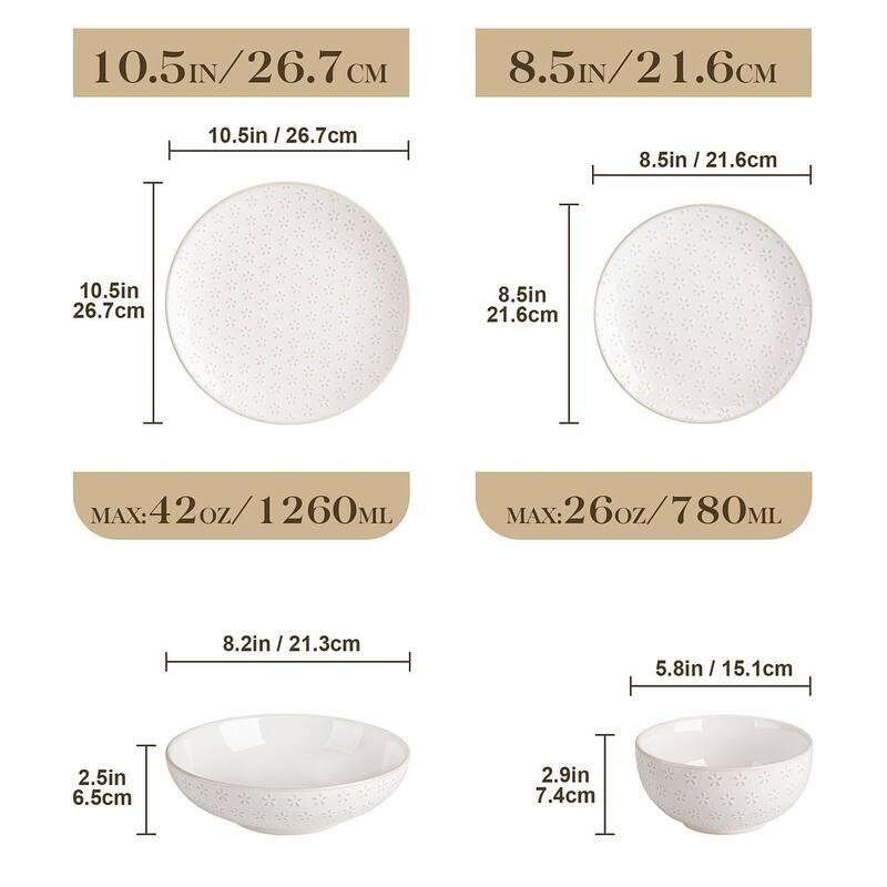 MALACASA LYDIA Embossed Stoneware 16-Piece Dinnerware Set