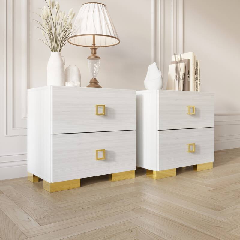 CraftPorch 3 Piece Bedroom Nightstands Set Luxurious Velvet Tufted Platform Bed