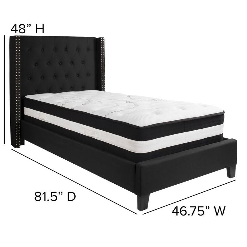 Tufted Upholstered Platform Bed with Pocket Spring Mattress