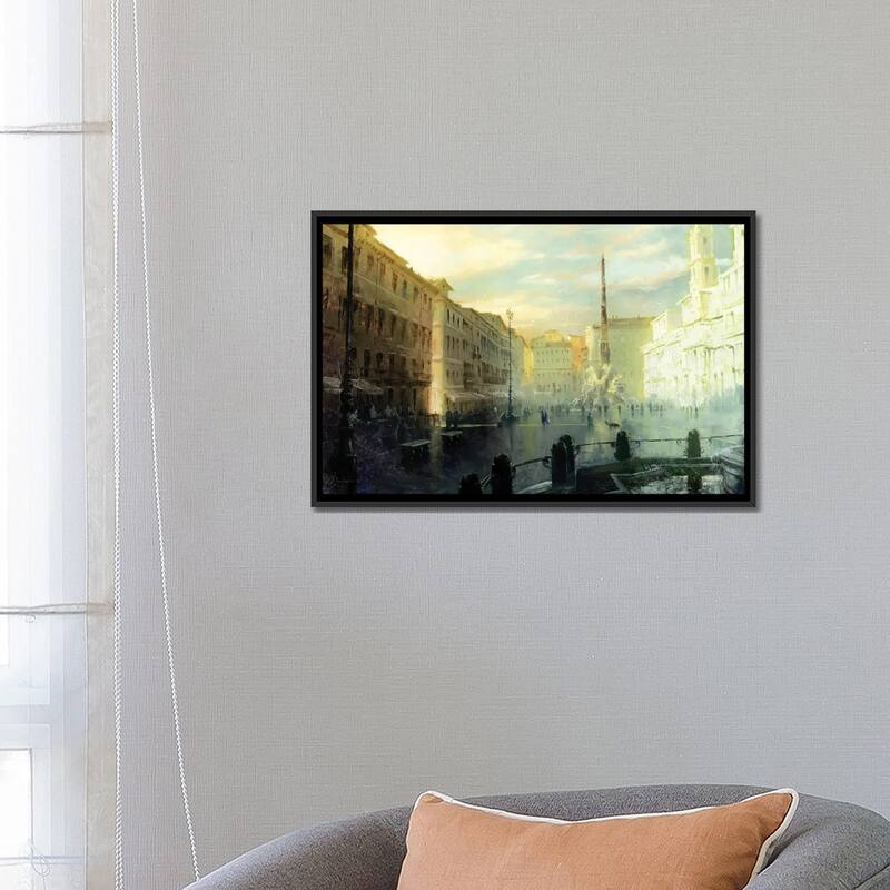 iCanvas "Rome - Piazza Navona At Dawn Full Size" by Christopher Clark Framed