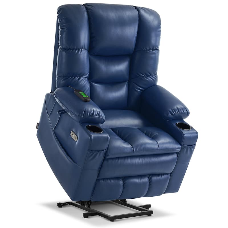 MCombo Large Dual Motor Power Lift Recliner Chair with Massage and Dual Heating for Elderly People, Faux Leather 7634