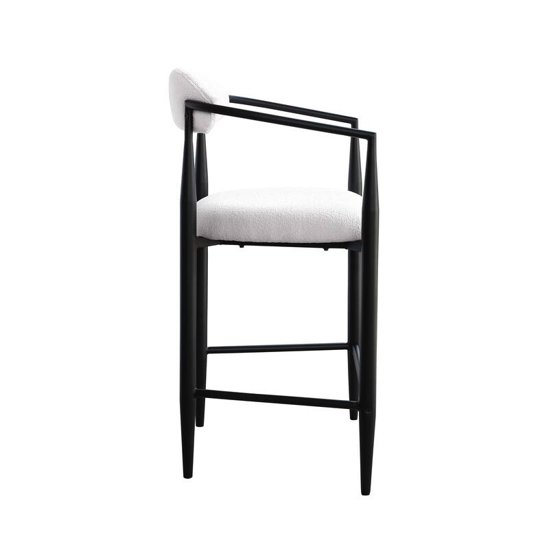 Modern Set of 2 Bar Stools with Armrests Cushioned Seat and Metal Frame for Dining Room Living Room and Bedroom