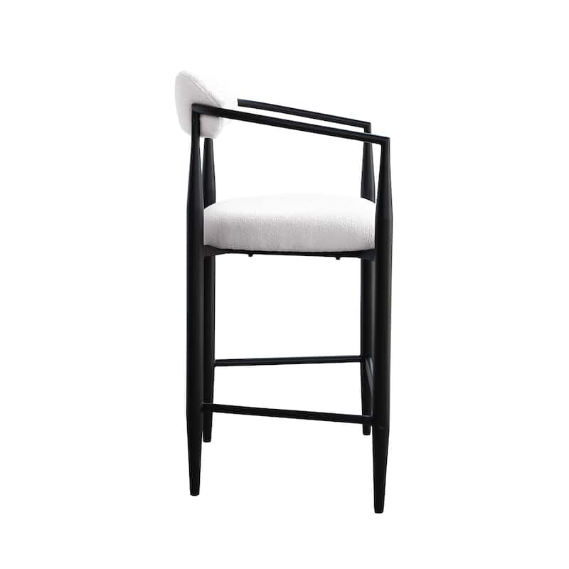 Ostweer Furniture Modern Boucle Bar Stools Set of 2 - White