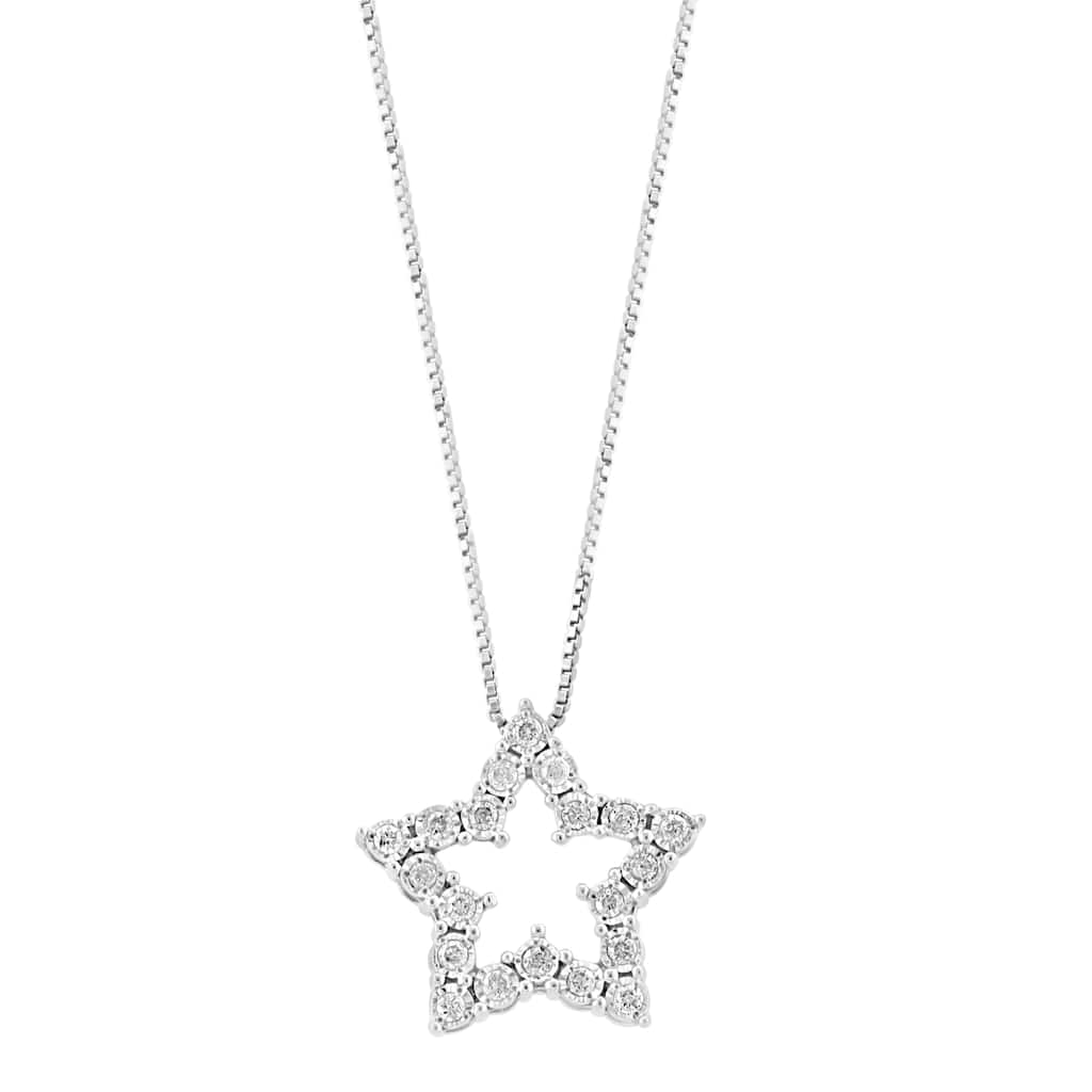 EFFY 925 Silver Diamond Star Pendant Necklace