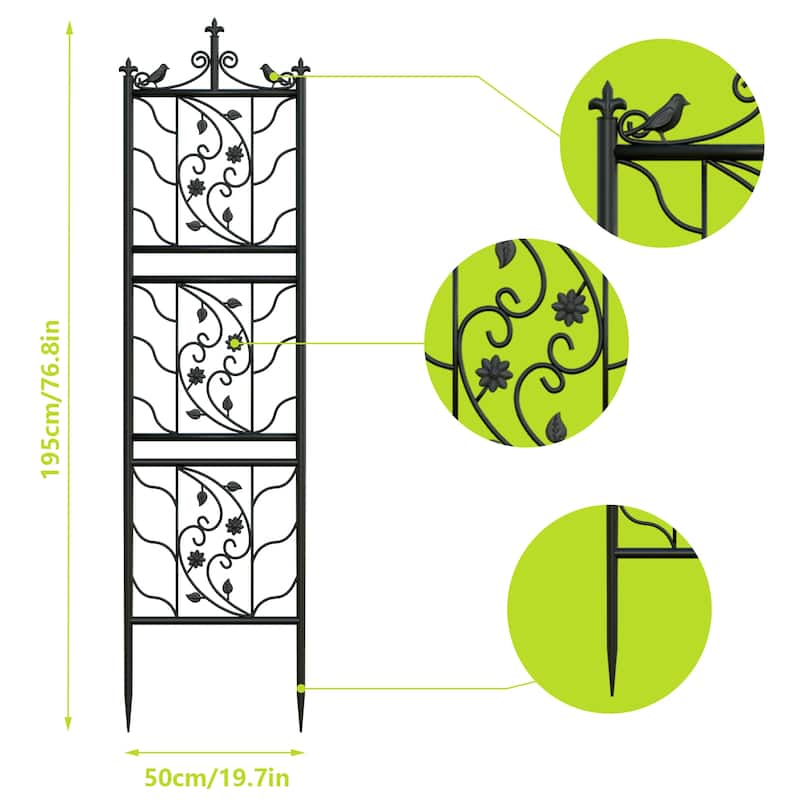 2 Pack Metal Garden Trellis for Outdoor Patio Climbing Plants - 19.7x76.8 inch