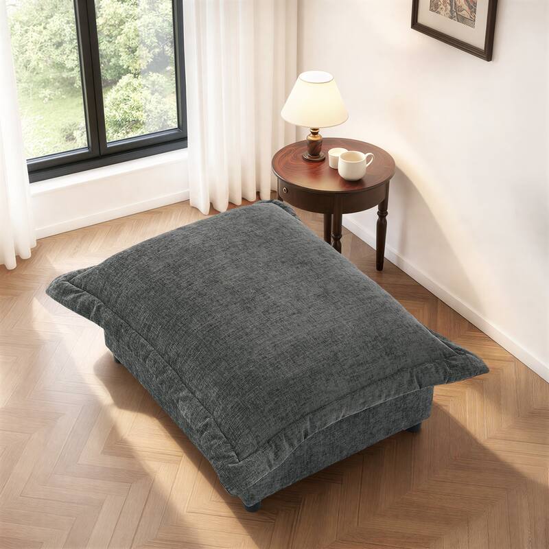 37"W Oversized Upholstered Chenille Rectangle Cloud Ottoman