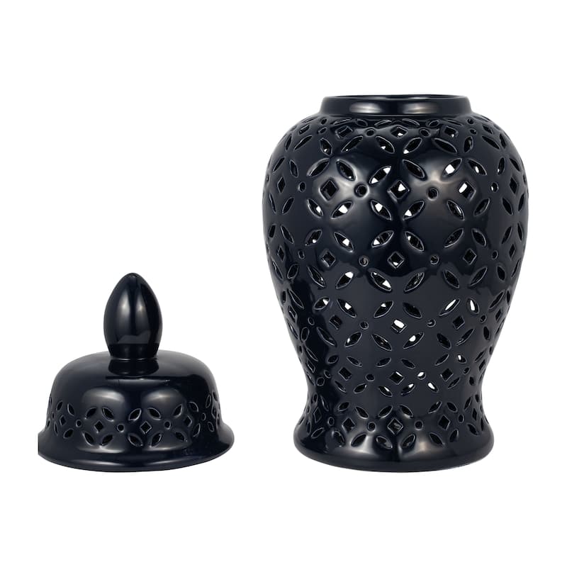 Sagebrook Home Neutral Ceramic Temple Ginger Jar