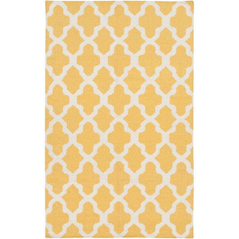 Hand-Woven Ashley Lattice Reverisble Flatweave Wool Area Rug - 5' x 8'