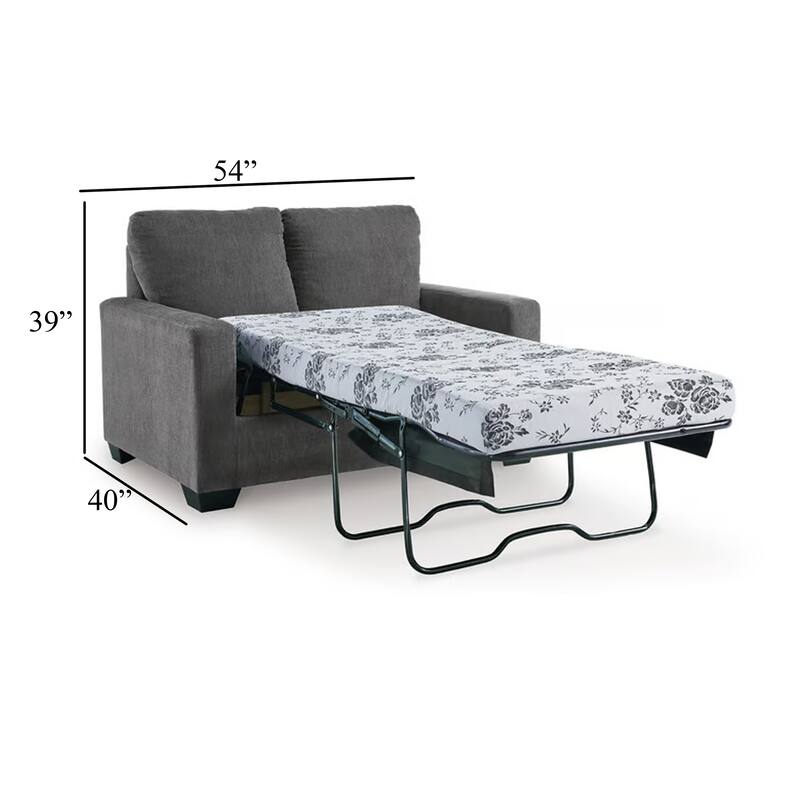 Anise Sofa Sleeper with Twin Size Pull Out Bed, Pewter Gray Polyester