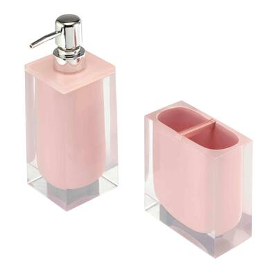 Izod Marina Pink Toothbrush & Lotion Dispenser Set - Bath Acc 2pc Set - TB, LP