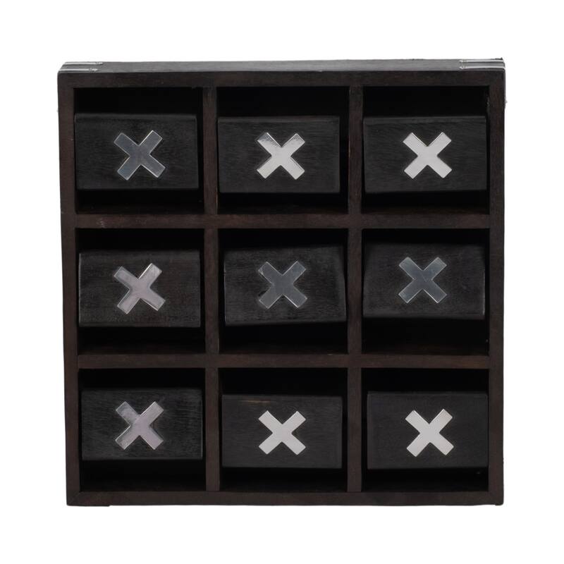 Sagebrook Home Wood, 10X10 Revolving Tic Tac Toe, Square, 2"H, Solid Color - 10" x 10" x 2"