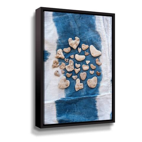 Indigo Beach Stone Hearts Gallery Wrapped Floater-framed Canvas