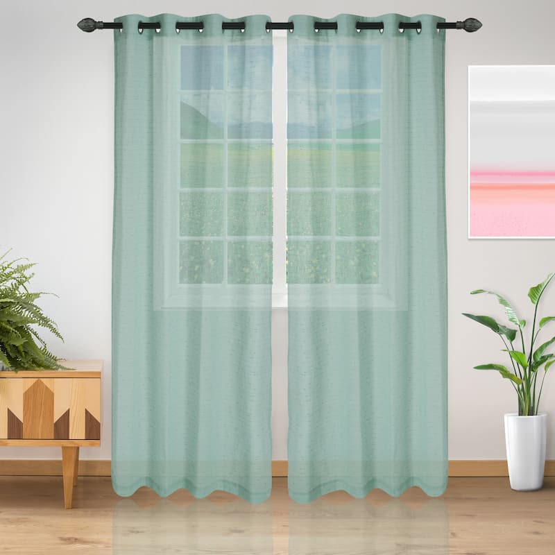 Superior Burdett Sheer Grommet Dots Curtain Panel Pair - 52" x 96" - Sea Foam