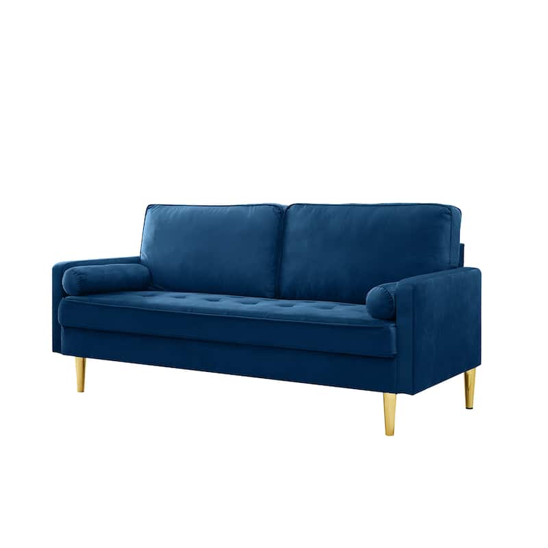 GDFStudio - Minimalist 65" Velvet Loveseat with Metal Legs
