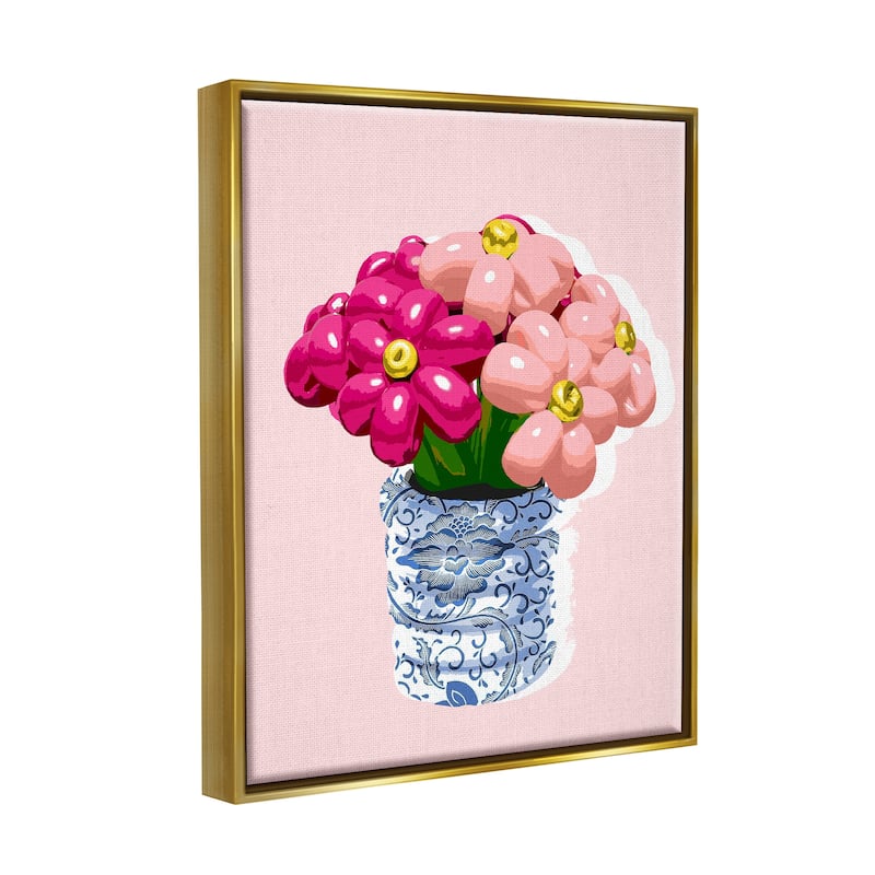Stupell Balloon Bouquet in Vase Framed Floater Canvas Wall Art Design by Daphne Polselli
