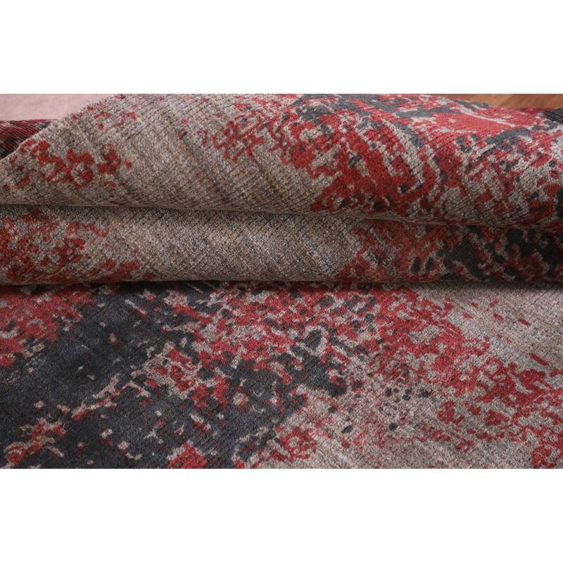 Pink Abstract Area Rug Handmade Contemporary Wool Carpet - 5'1"x 8'3"