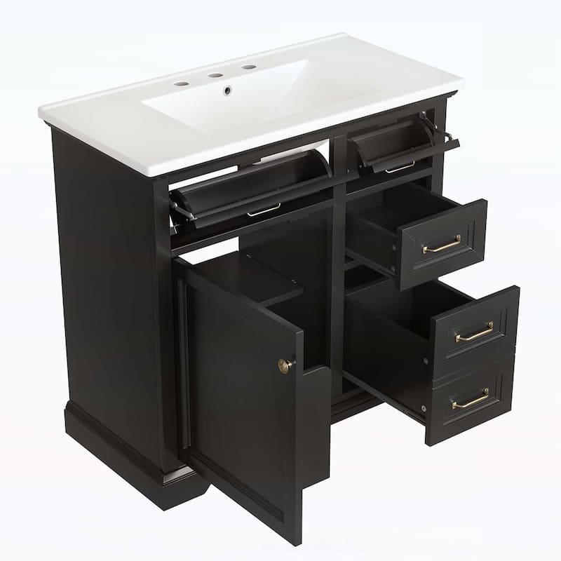 Bathroom Vanity Cabinet with Sink,2 Tip-out Drawers, Soft Close Door Hinges