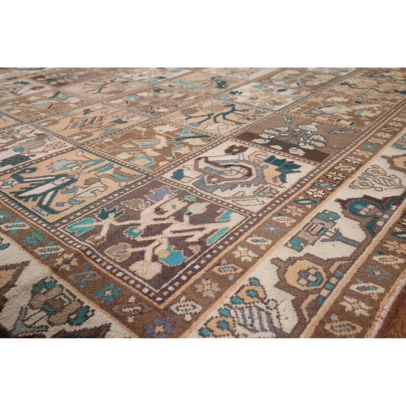 Garden Design Bakhtiari Vintage Persian Area Rug Handmade Wool Carpet - 6'6" x 9'9"
