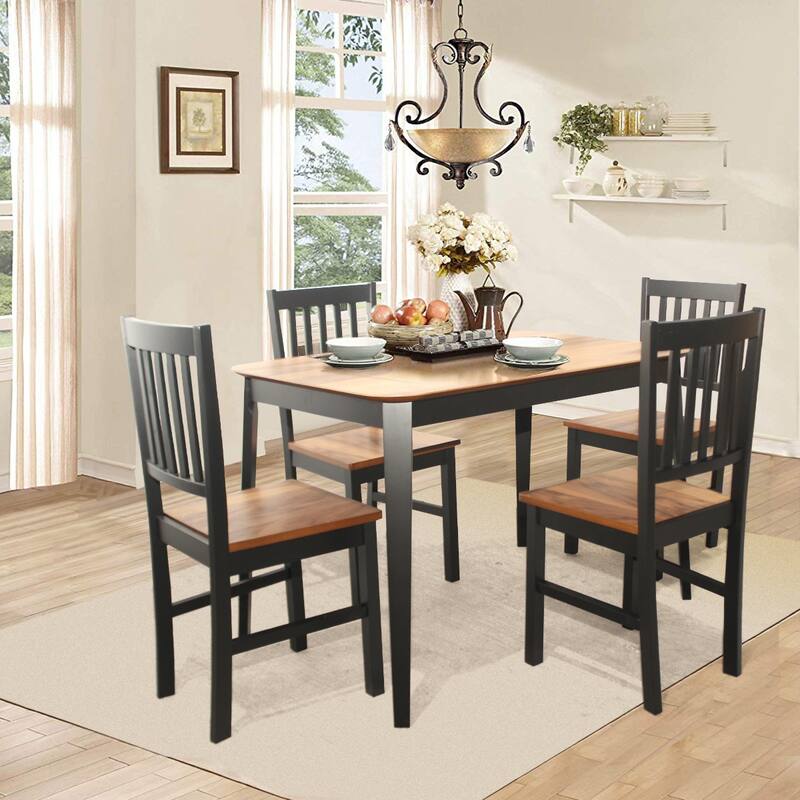 Costway 5 Pcs Mid Century Modern Black 29.5'' Dining Table Set 4