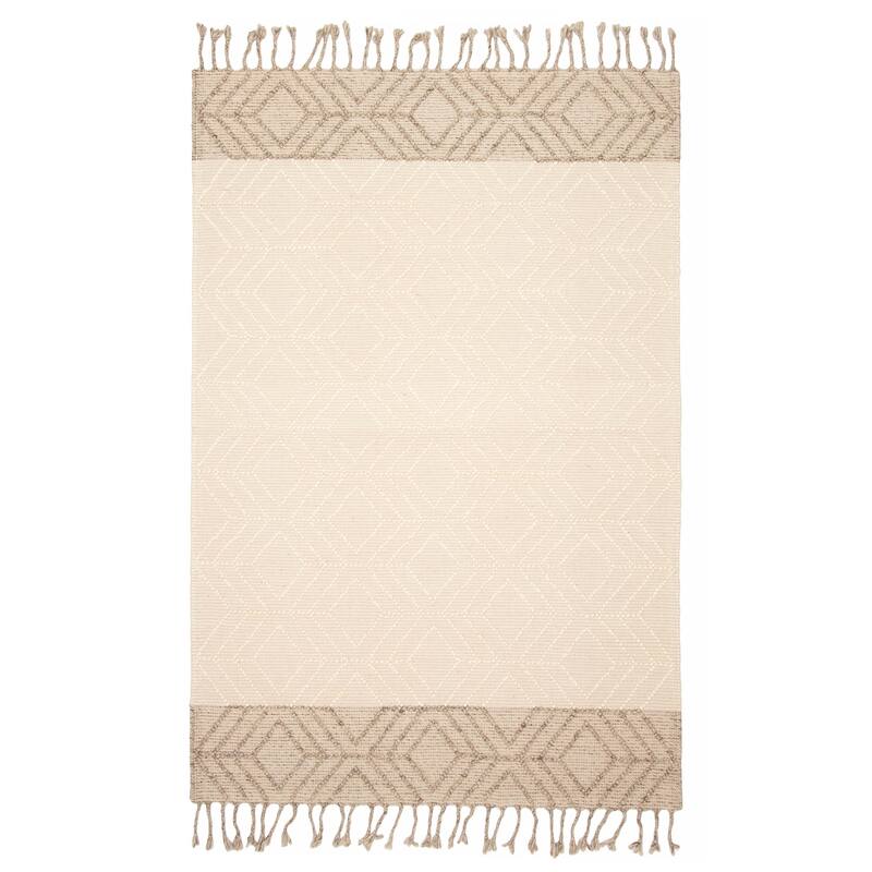 ECARPETGALLERY Braid weave Sienna Cream Wool Rug - 5'2 x 7'8 - Cream - 5'2 x 7'8