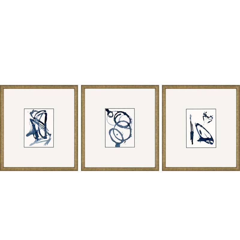 Mayhem II S/3 Framed Art Exclusive Giclee Under Glass - Blue - 18 X 16 X 1