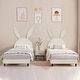 preview thumbnail 1 of 31, VECELO Wooden Cute Rabbit Twin Bed Frame with Upholstered Headboard, Kids Bed Frame Set of 2