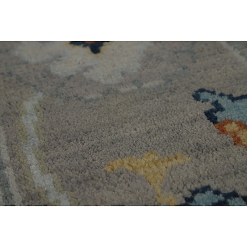 Hand Knotted Oriental 100% Wool Carpet Transitional All-Over Greys & Charcoal Oushak Area Rug - 10' 2'' X 7' 11''