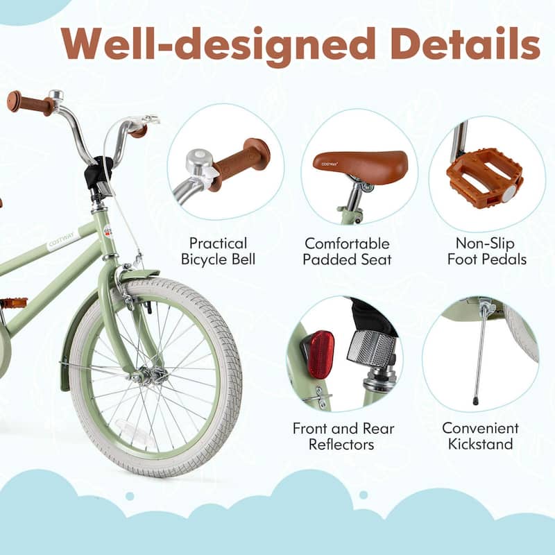 Costway 18" Kids Bike with Adjustable Saddle Handlebar Removable - See Details